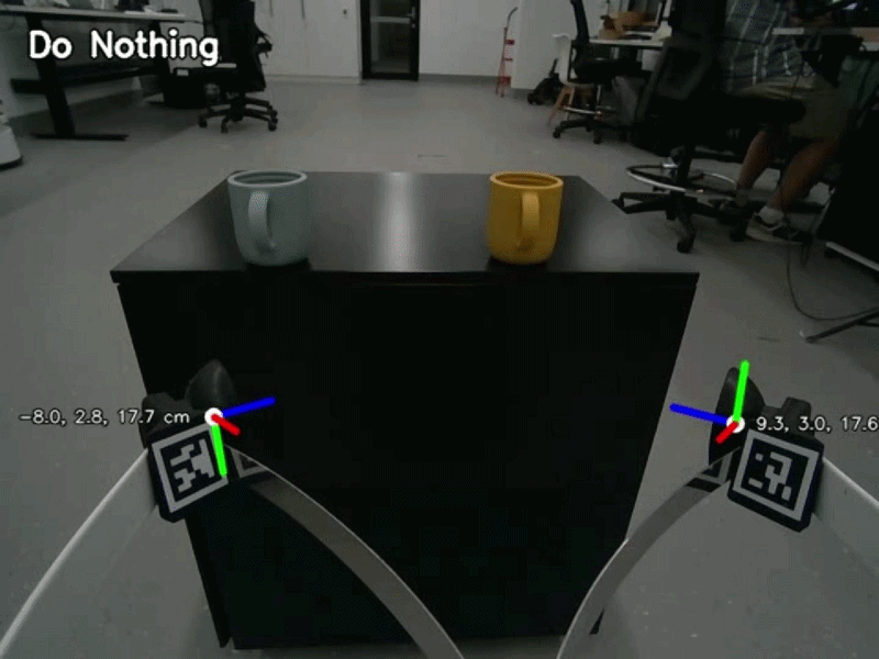 Selecting the target-colored cup from two differently colored cups